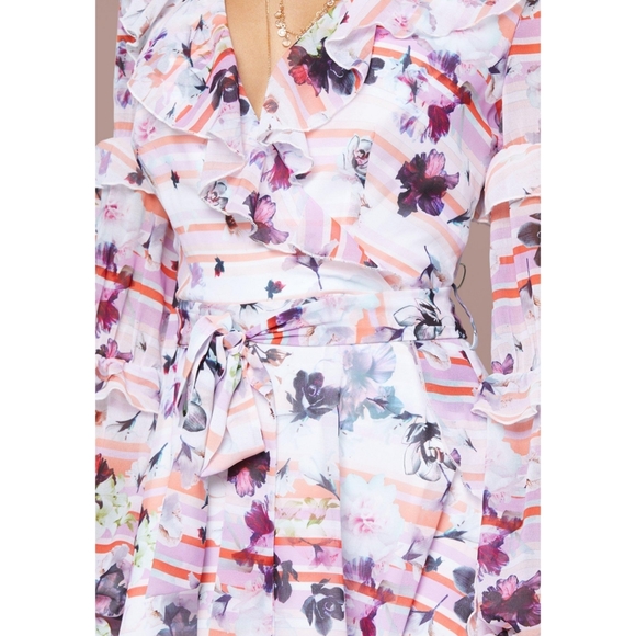 Bebe Ellis Side Slit floral Gown Dress size 4 - Picture 5 of 6